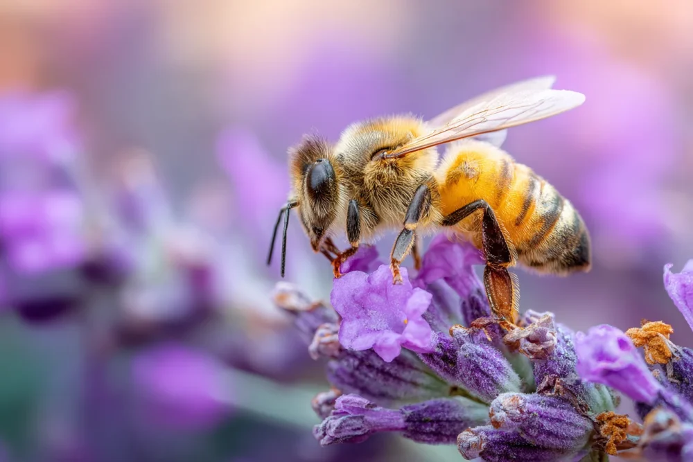 Abeille pollinisateur fleur lavande jardin biodiversité