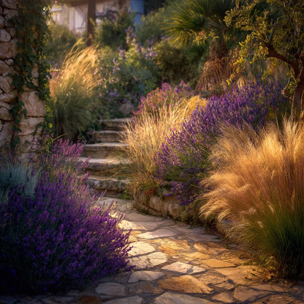 Projet jardin méditerranéen lavande graminées