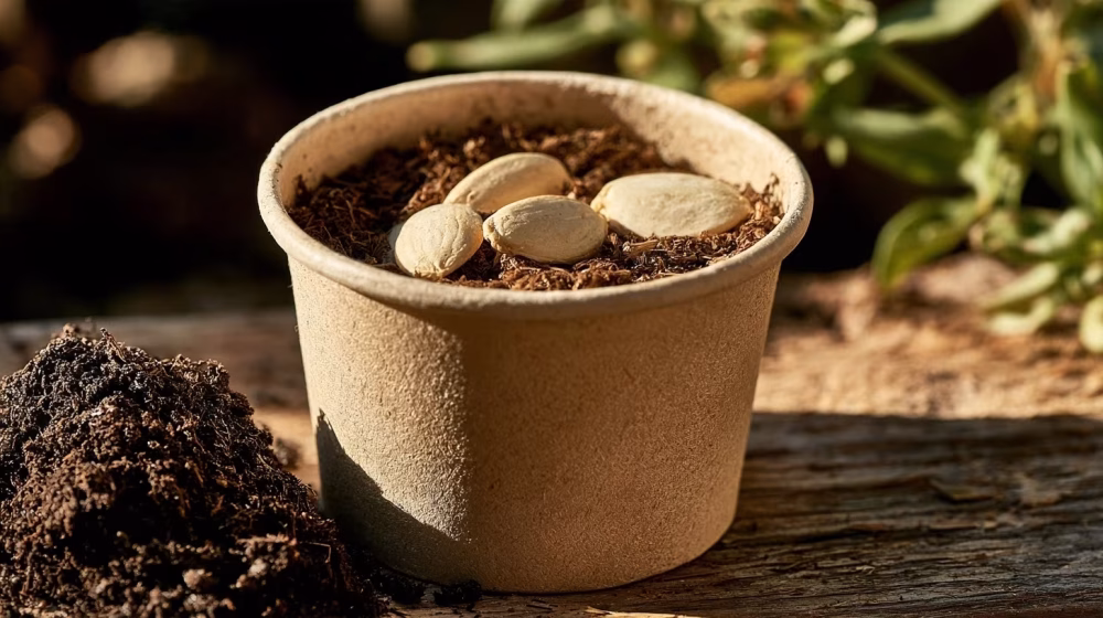 Jeunes plants de melon installés dans un sol enrichi de compost en Provence