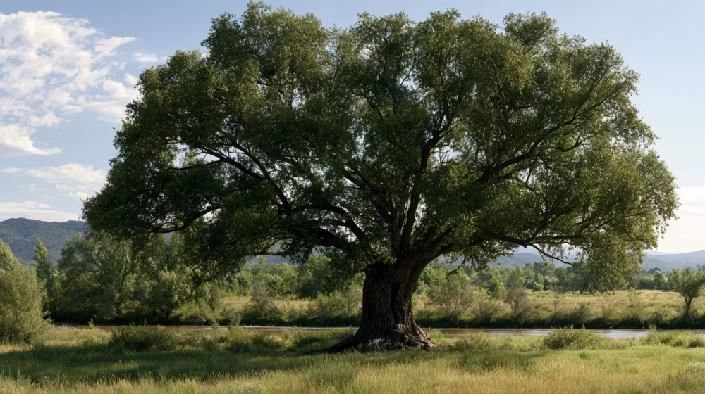Peuplier noir mature avec un grand espace de développement en Provence