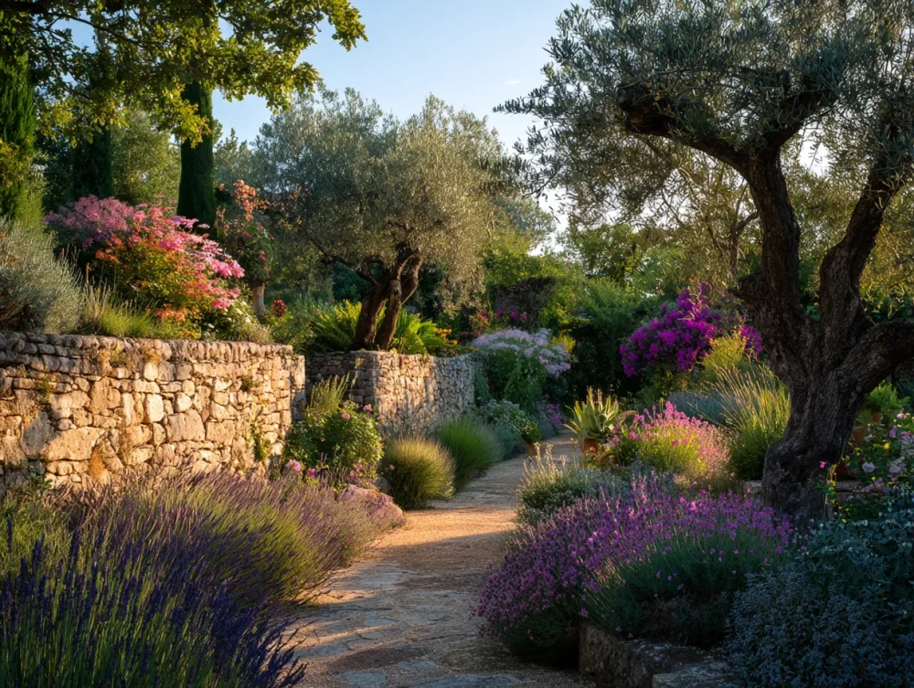 Jardin méditerranéen fleuri en Provence