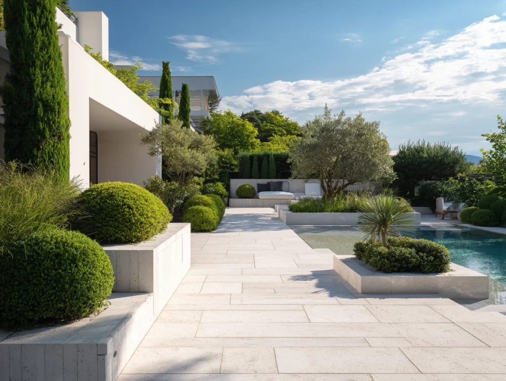 Jardin moderne minimaliste contemporain