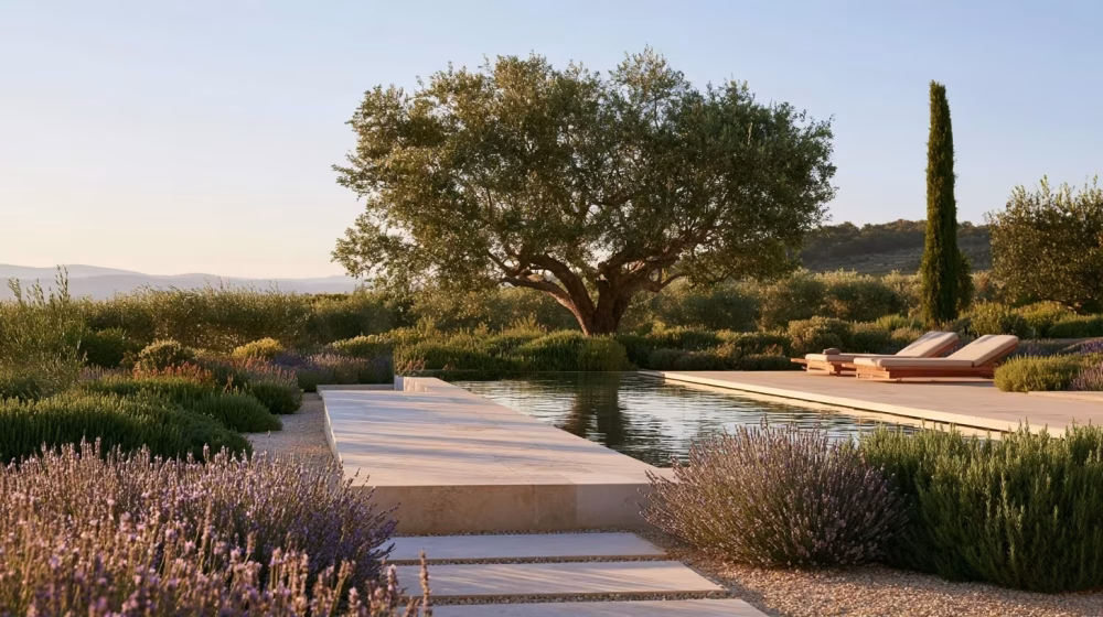 Jardin autour d’une piscine en Provence : plantes et conseils