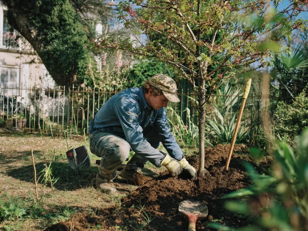 Paysagiste au travail chantier aménagement jardin