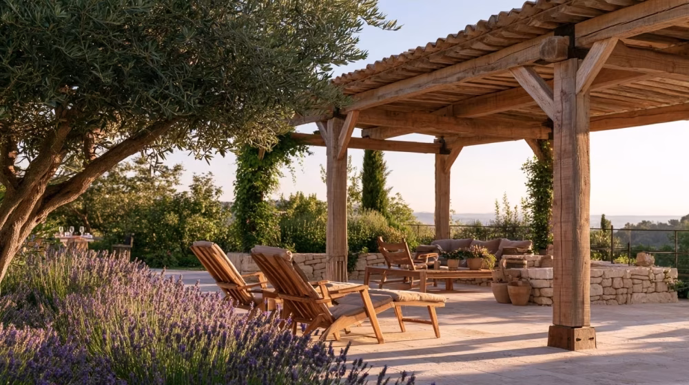 Terrasse en Provence : intégrer une pergola en bois local