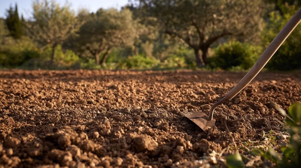 Sol léger et bien émietté prêt à recevoir un semis de millet dans un jardin provençal