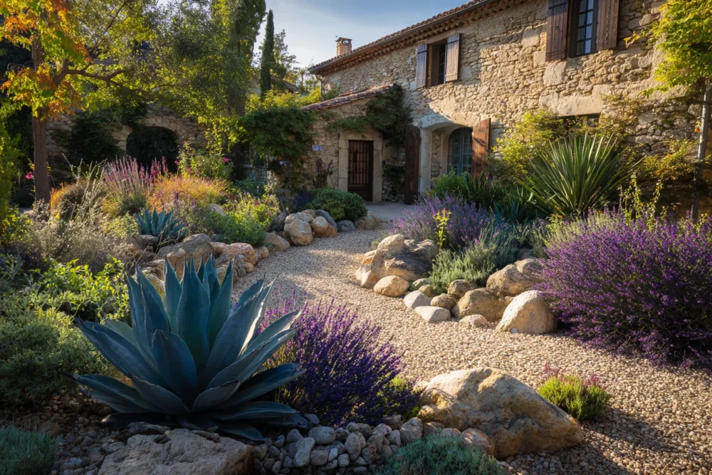 Jardin sec élégant sans arrosage