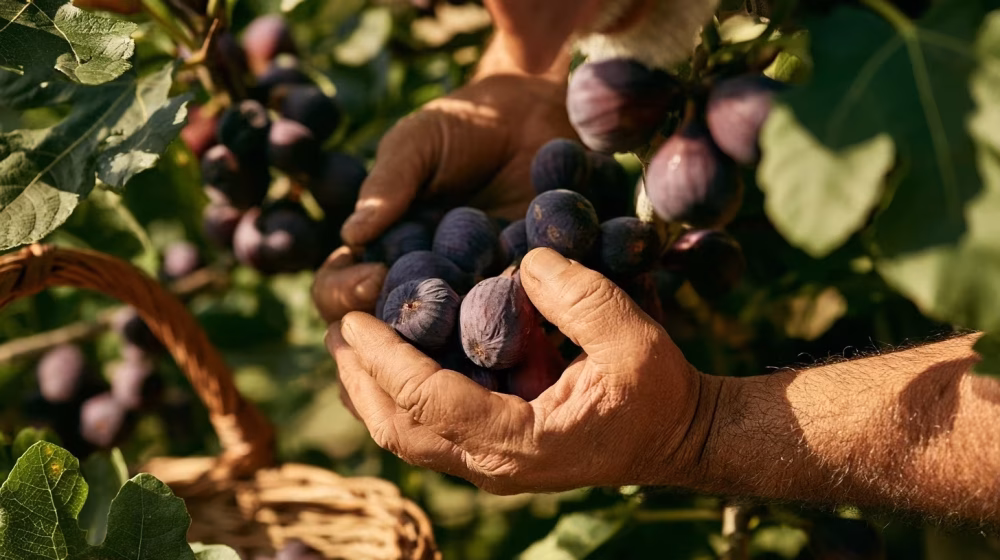 Récolte de figues mûres sur un figuier en Provence