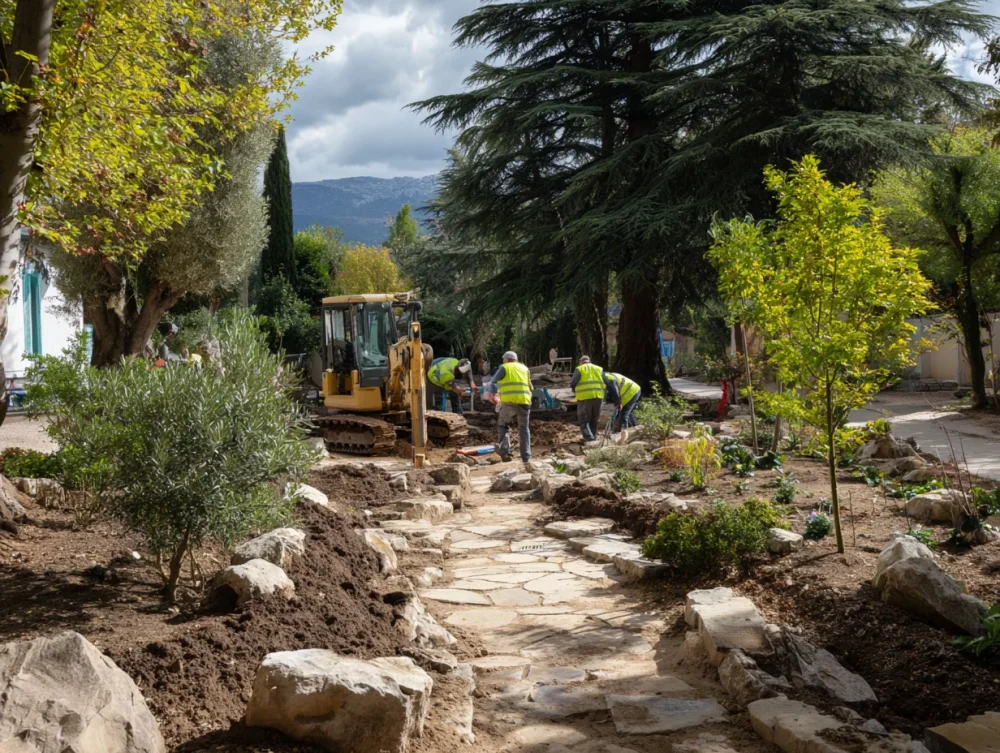 Travaux aménagement jardin chantier paysagiste