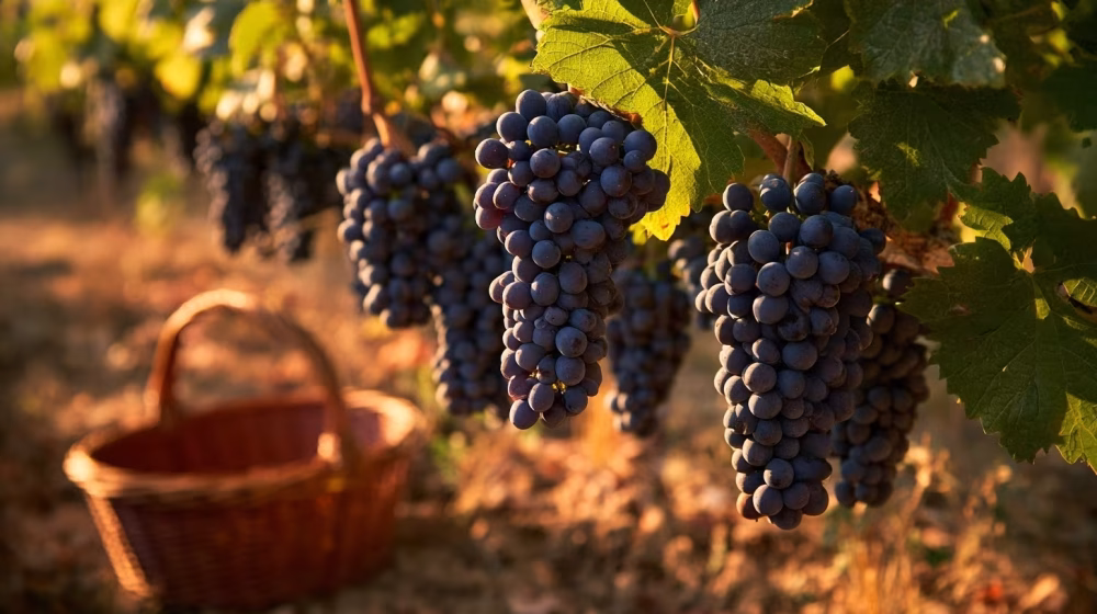 Grappes de raisin mûres sur une vigne Vitis vinifera prêtes pour la récolte près d’Orange